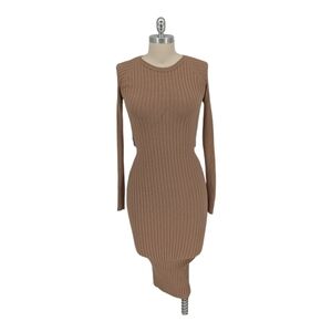 01230 Hera Twist Cut Out Back Knit Sweater Dress Brown size Medium fall sexy
